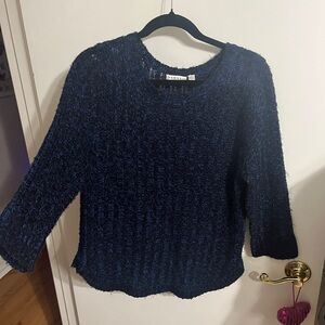 💜 Large Hannah Navy Textured Crewneck Sweater